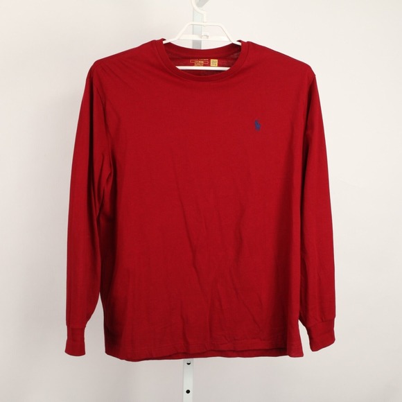 Polo Ralph Lauren Shirt Mens Large Red Crew Neck Long Sleeves Classic Fit * - Picture 2 of 12
